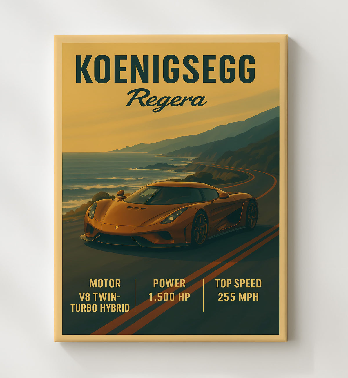 Koenigsegg Regera Hybrid Hypercar 16x20 Gallery Frame vintage automotive wall art