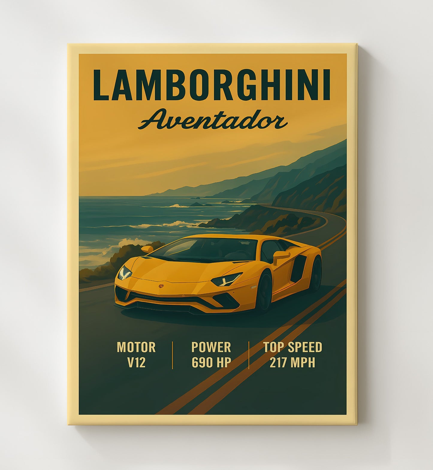 Lamborghini Aventador Y Shape LED V12 Design 16x20 Gallery Frame vintage automotive wall art