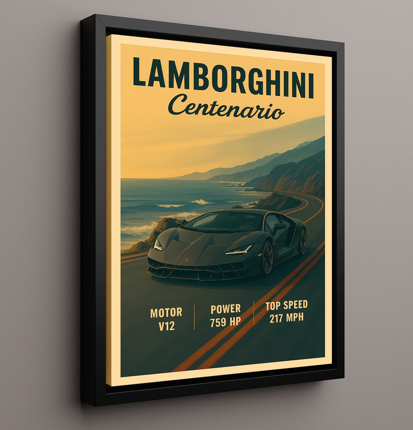 Lamborghini Centenario Angular Aero Anniversary Edition 20x24 Canvas vintage automotive wall art