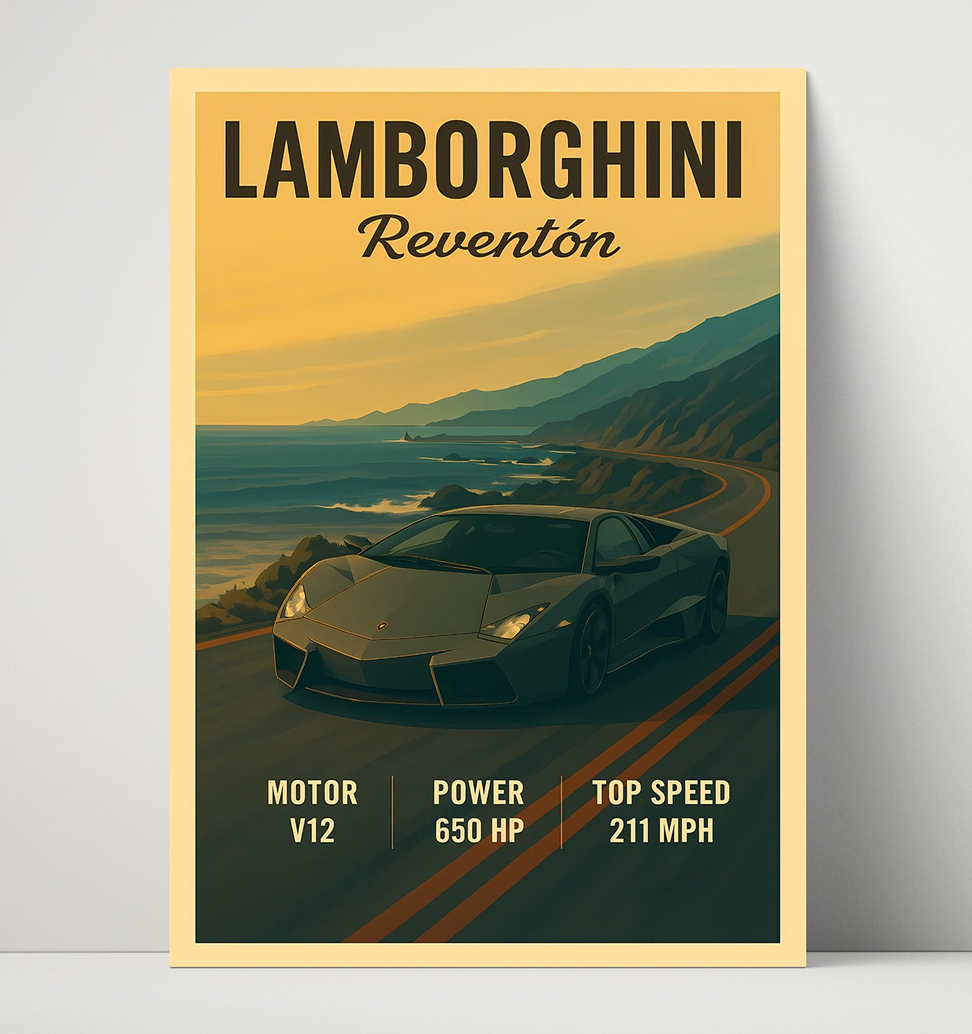 Lamborghini Reventon Stealth Fighter Angular Design Vintage 16x20 Unframed Print automotive wall art print – Automotive Wall Art decor