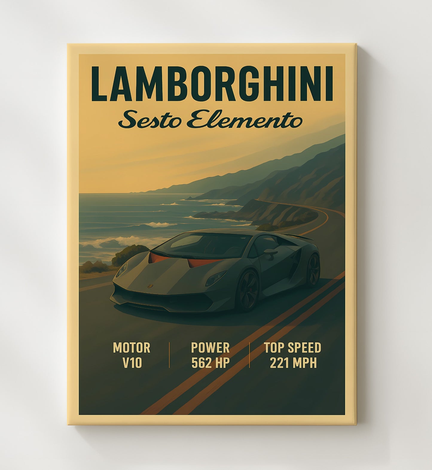 Lamborghini Sesto Elemento Carbon Fiber Track Weapon 16x20 Gallery Frame vintage automotive wall art