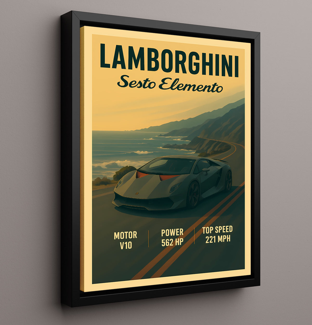 Lamborghini Sesto Elemento Carbon Fiber Track Weapon 20x24 Canvas vintage automotive wall art