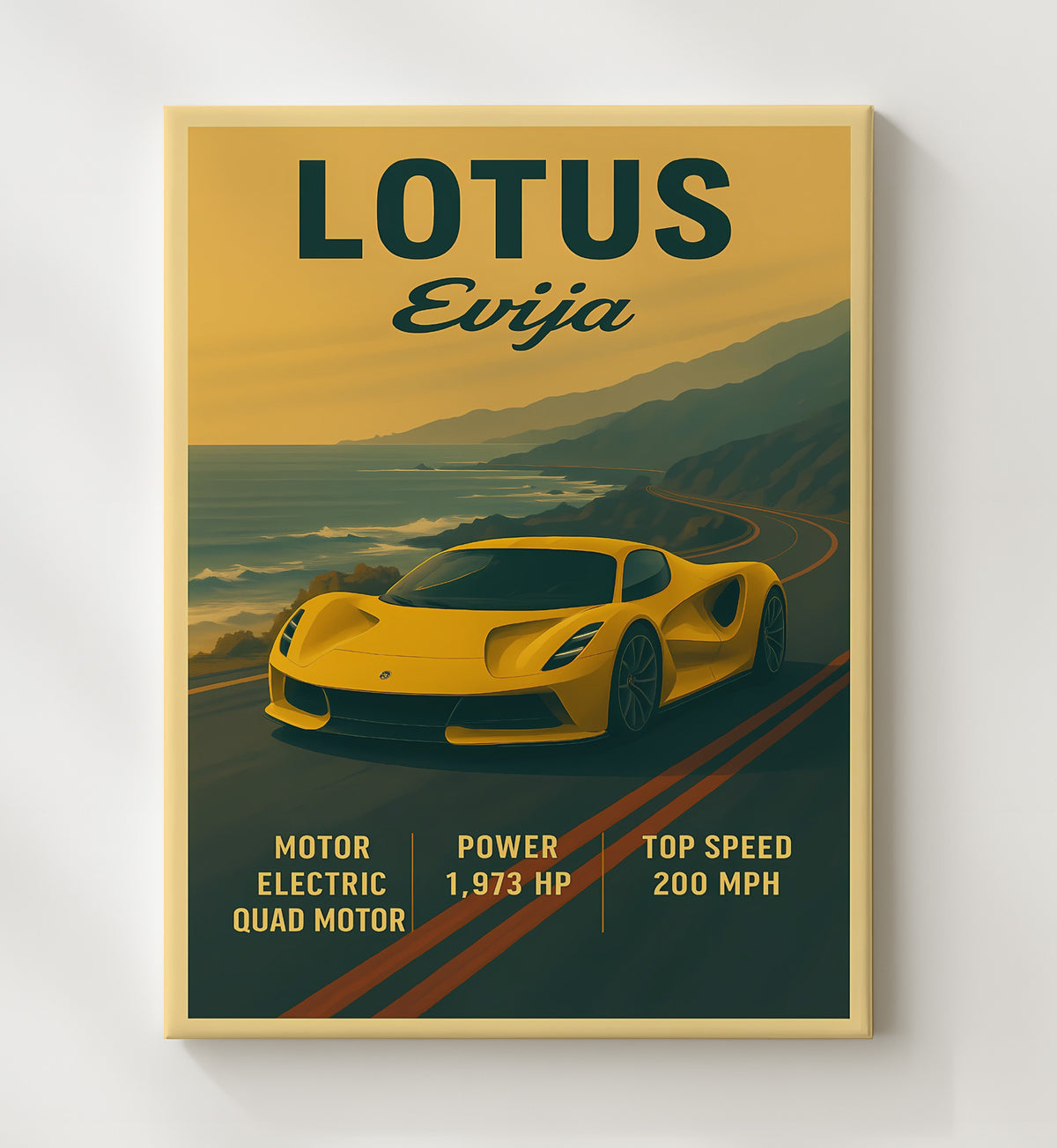 Lotus Evija Electric Hypercar 16x20 Gallery Frame vintage automotive wall art