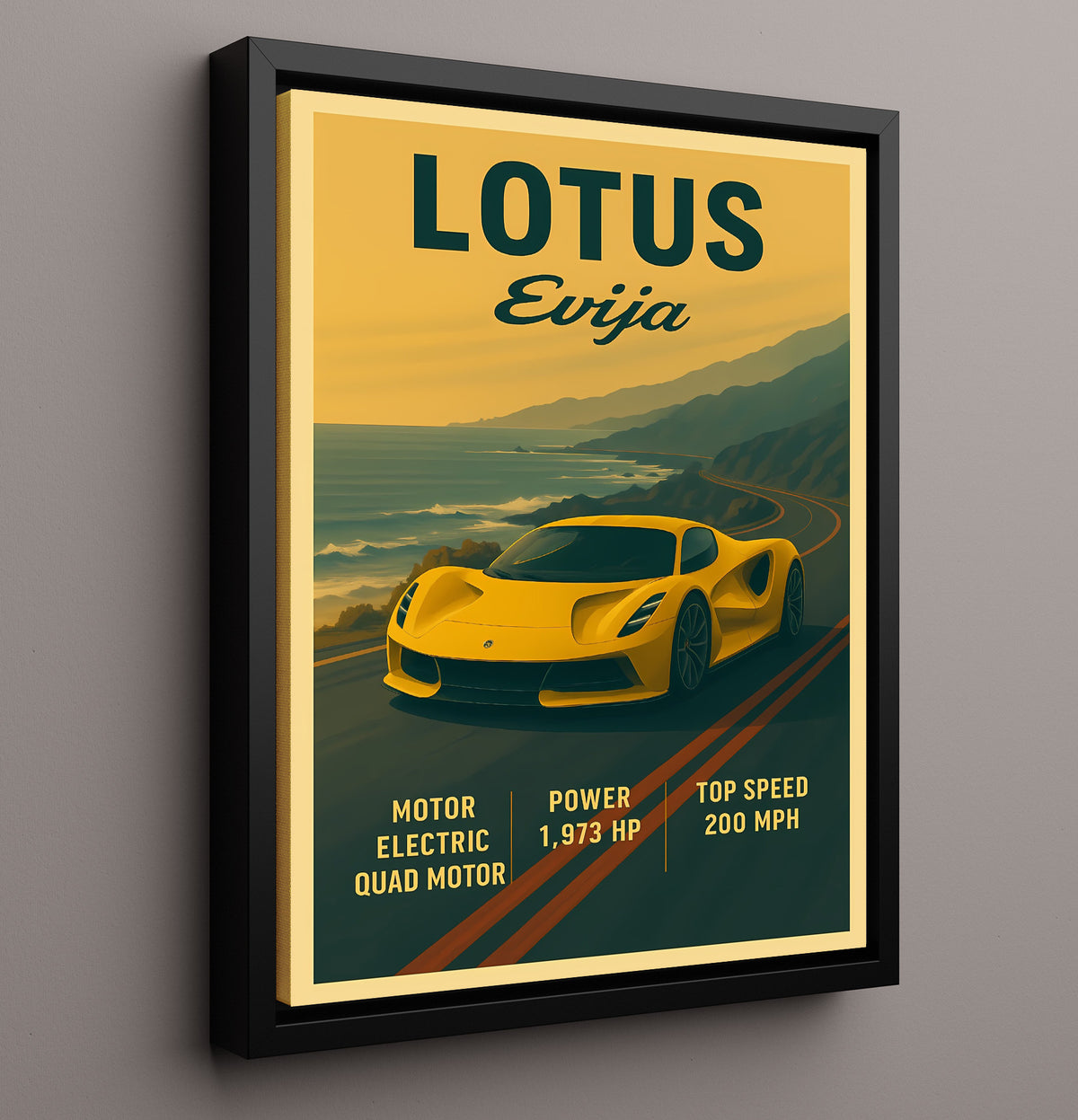 Lotus Evija Electric Hypercar 20x24 Canvas vintage automotive wall art