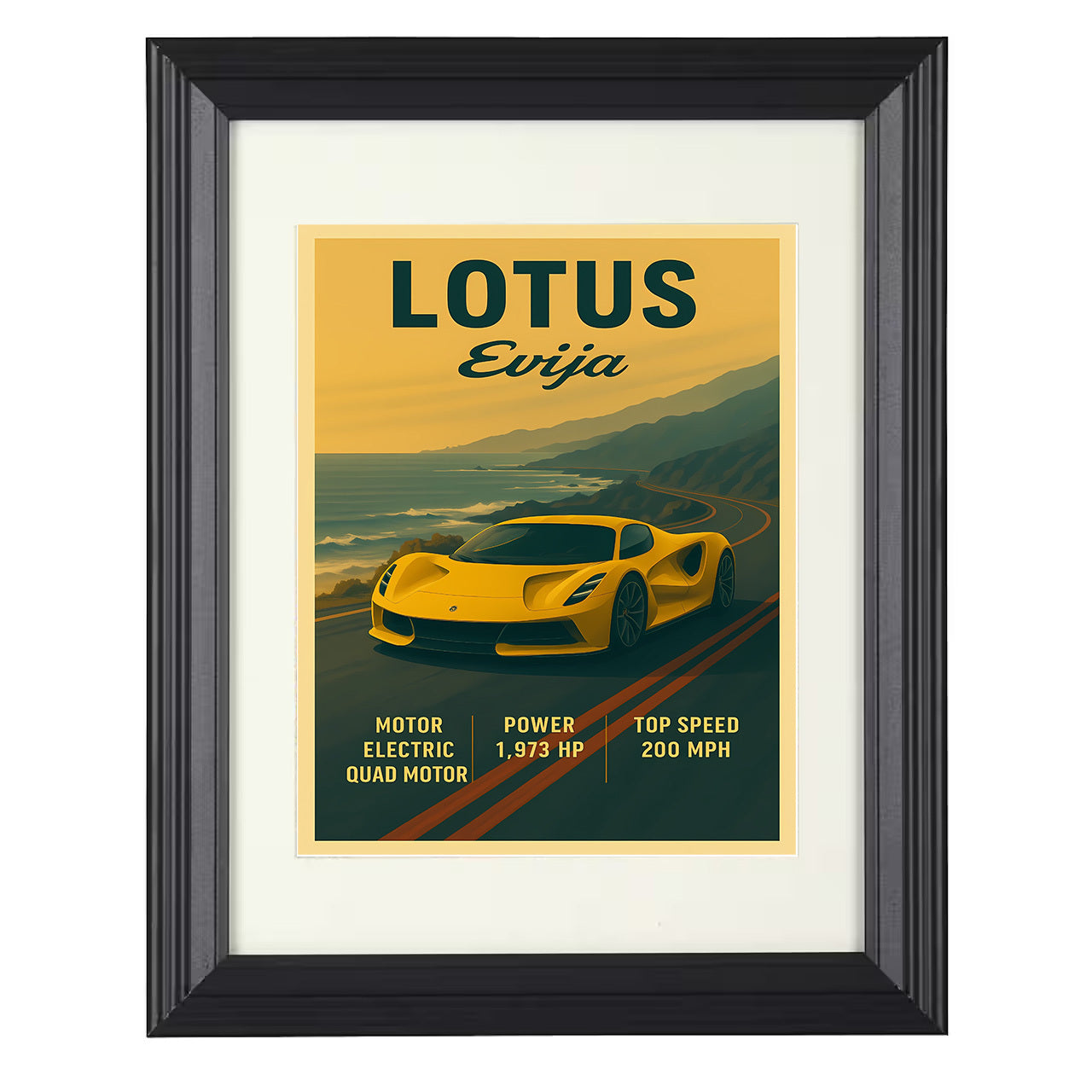 Lotus Evija - Electric Hypercar 8x10 black framed car print