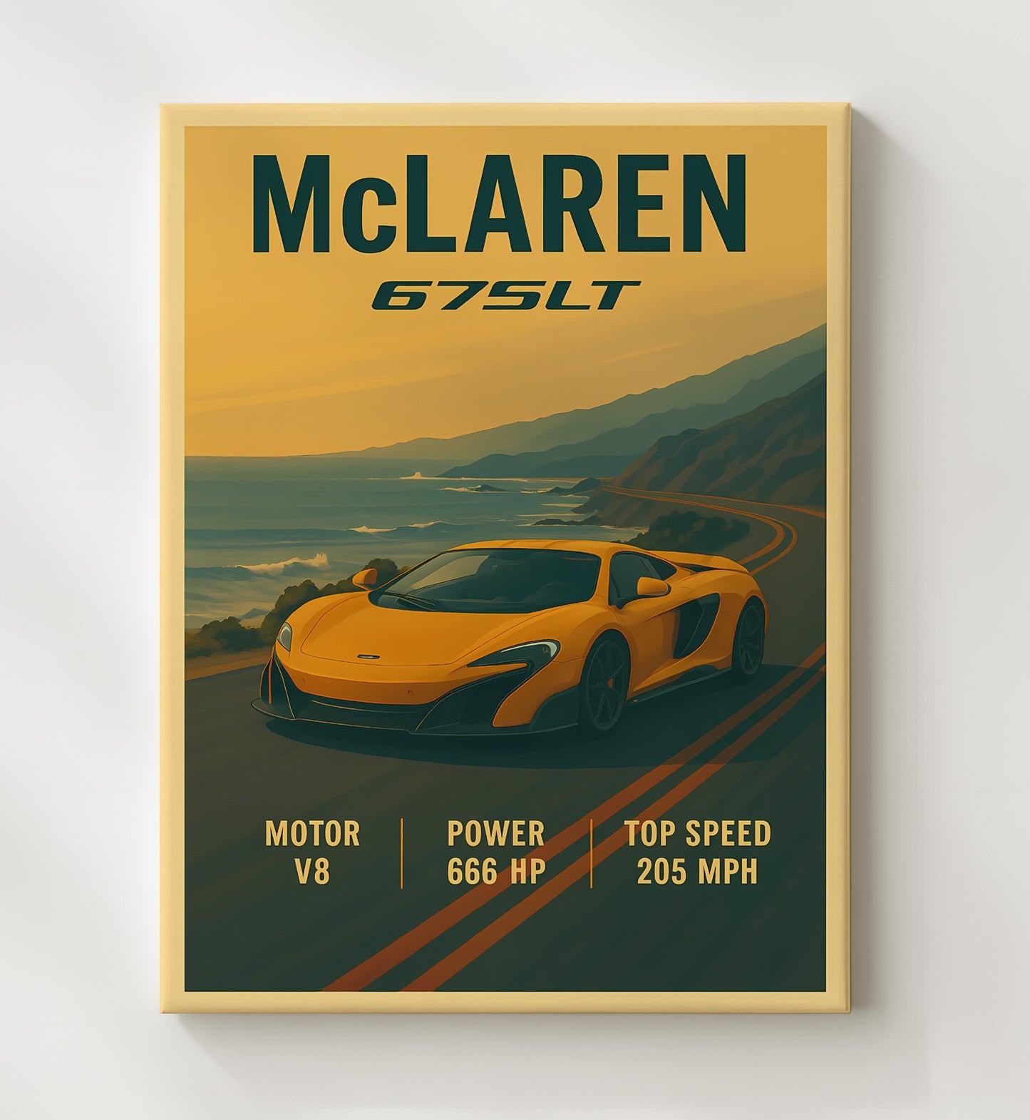 McLaren 675LT Longtail Lightweight Track Focus 16x20 Gallery Frame vintage automotive wall art