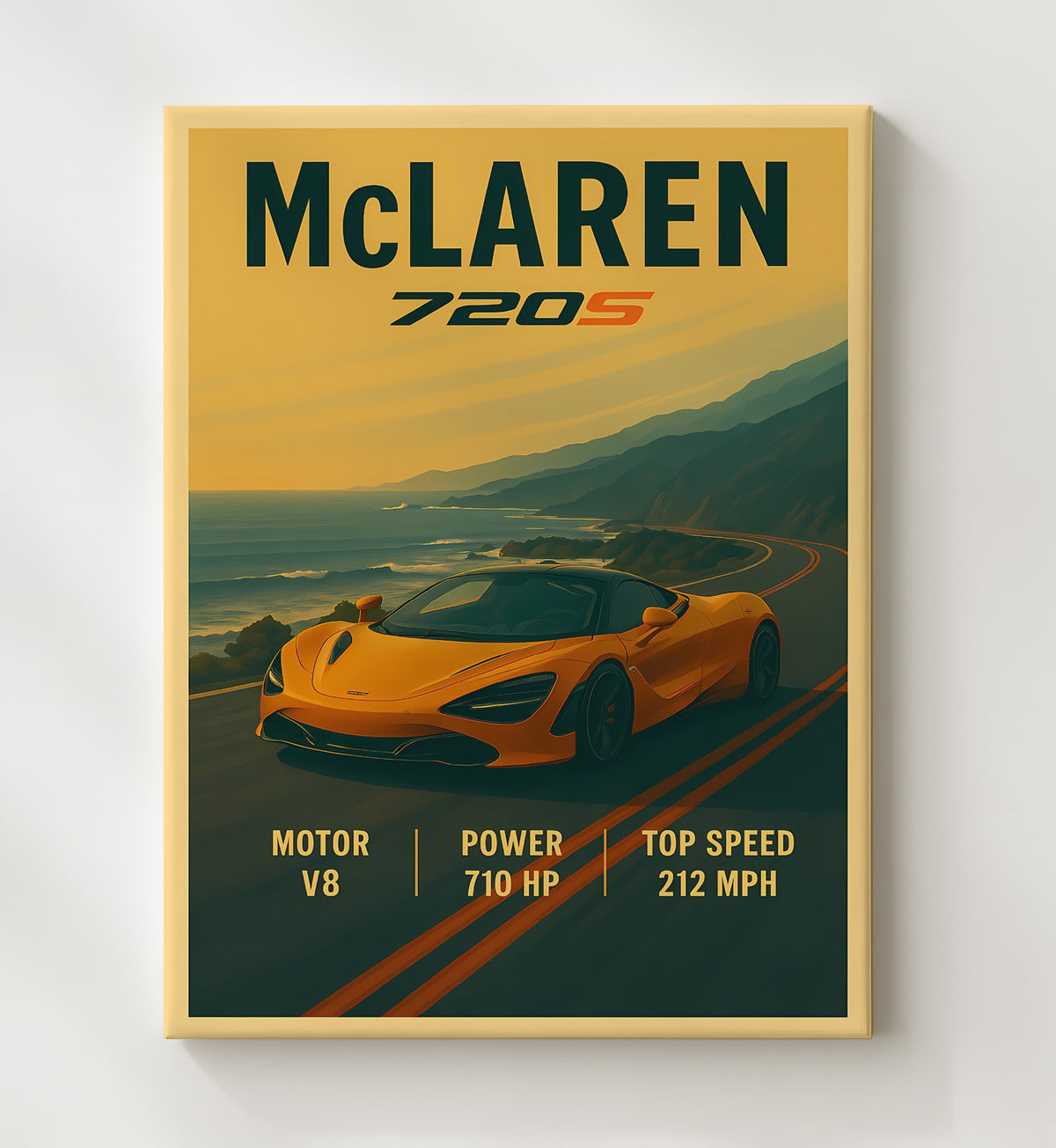 McLaren 720S Dihedral Door Sculpted Body 16x20 Gallery Frame vintage automotive wall art