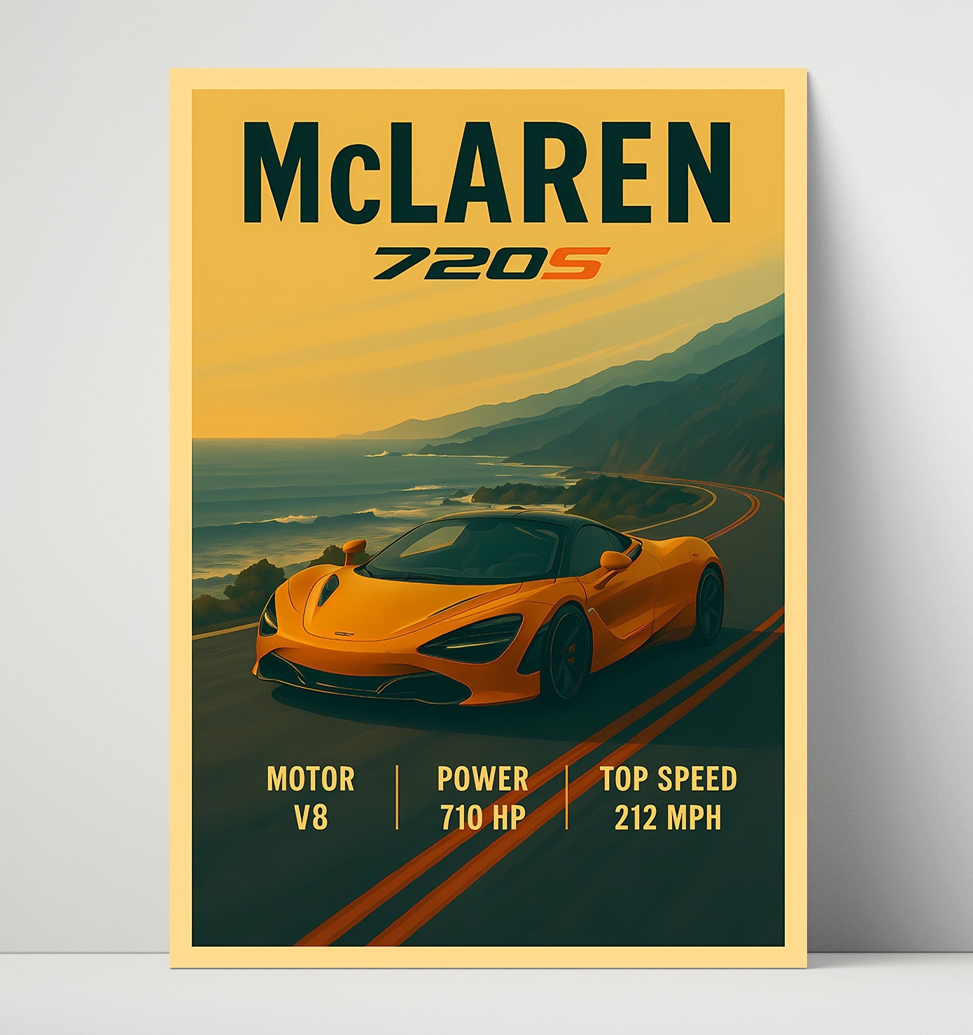McLaren 720S Dihedral Door Sculpted Body Vintage 16x20 Unframed Print automotive wall art print – Automotive Wall Art decor
