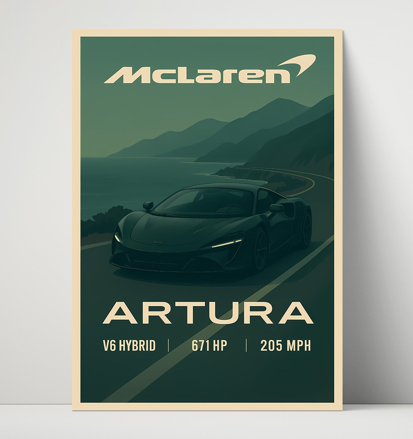 McLaren Artura Hybrid V6 Modern Platform Vintage 16x20 Unframed Print automotive wall art print – Automotive Wall Art decor