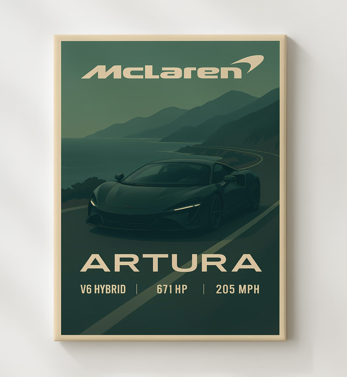 McLaren Artura Hybrid V6 Modern Platform 16x20 Gallery Frame vintage automotive wall art