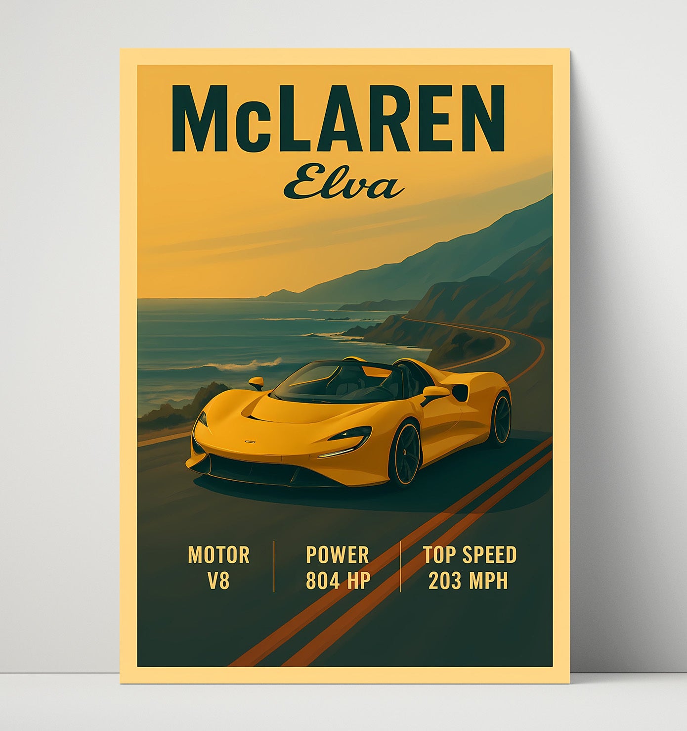 McLaren Elva Open Cockpit Roadster Vintage 16x20 Unframed Print automotive wall art print – Automotive Wall Art decor