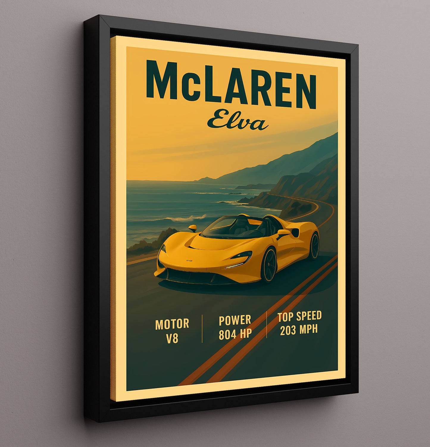McLaren Elva Open Cockpit Roadster 20x24 Canvas vintage automotive wall art