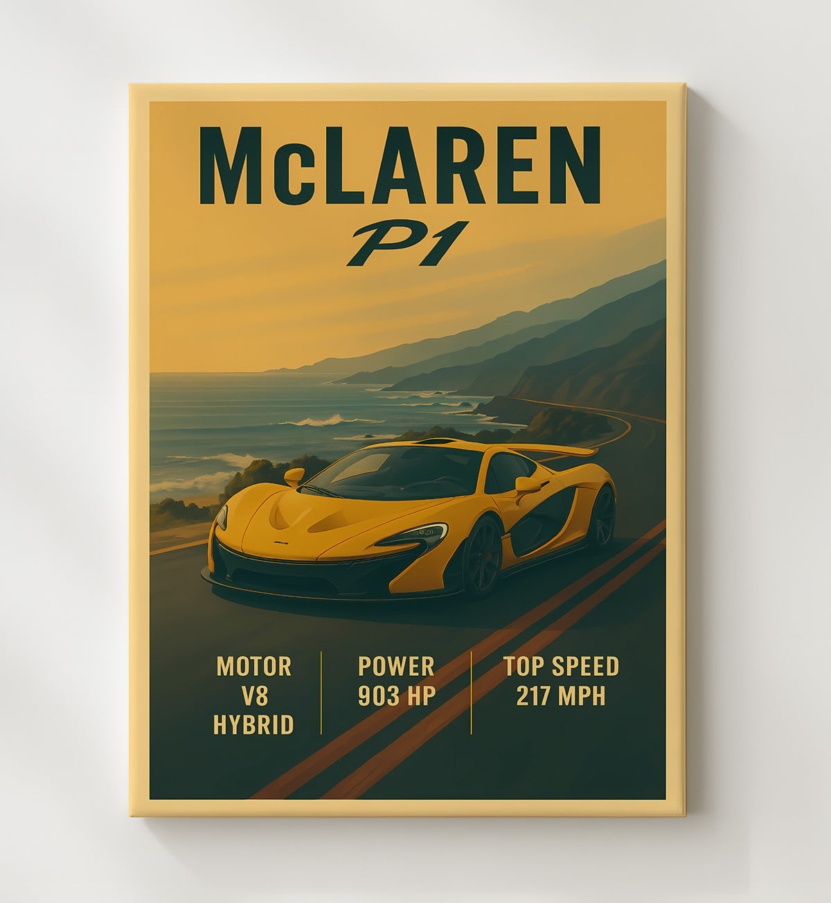 McLaren P1 Hybrid Hypercar Aero Wing 16x20 Gallery Frame vintage automotive wall art
