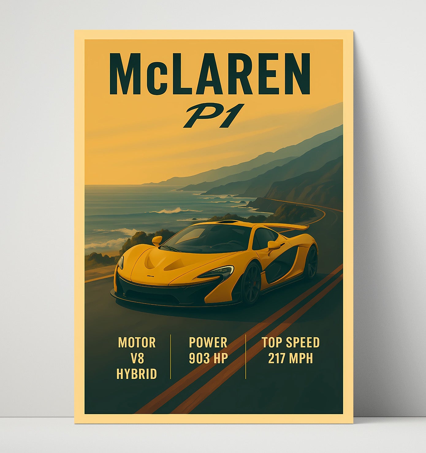 McLaren P1 Hybrid Hypercar Aero Wing Vintage 16x20 Unframed Print automotive wall art print – Automotive Wall Art decor