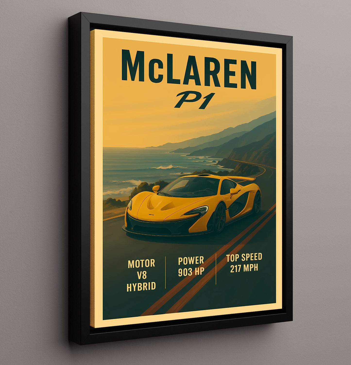 McLaren P1 Hybrid Hypercar Aero Wing 20x24 Canvas vintage automotive wall art