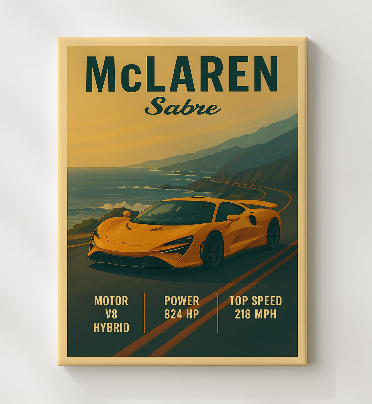 McLaren Sabre Ultra Rare Limited Hypercar 16x20 Gallery Frame vintage automotive wall art
