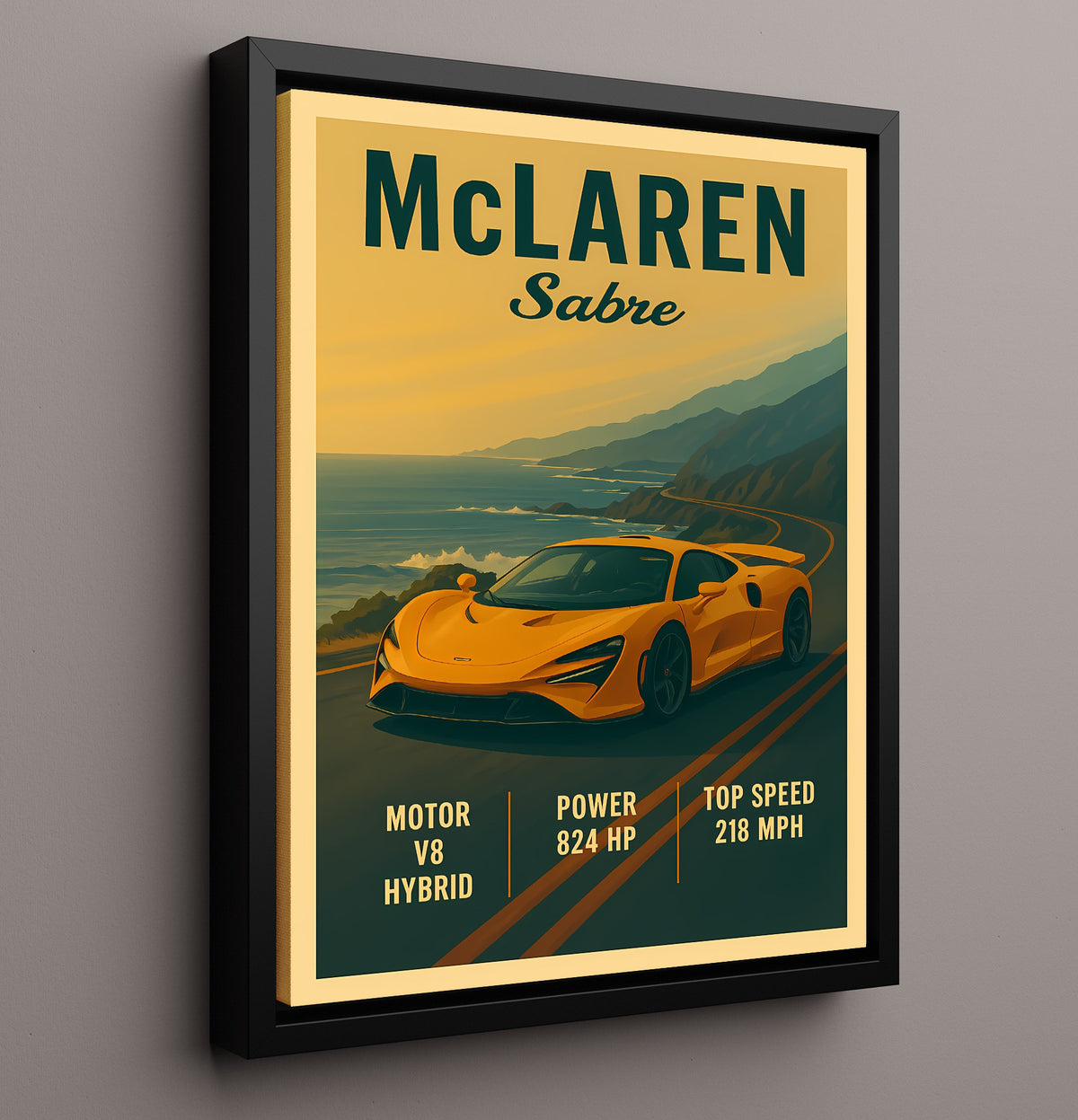 McLaren Sabre Ultra Rare Limited Hypercar 20x24 Canvas vintage automotive wall art