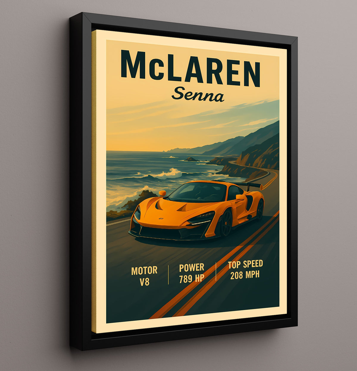 McLaren Senna Track Aero Wing Focus 20x24 Canvas vintage automotive wall art