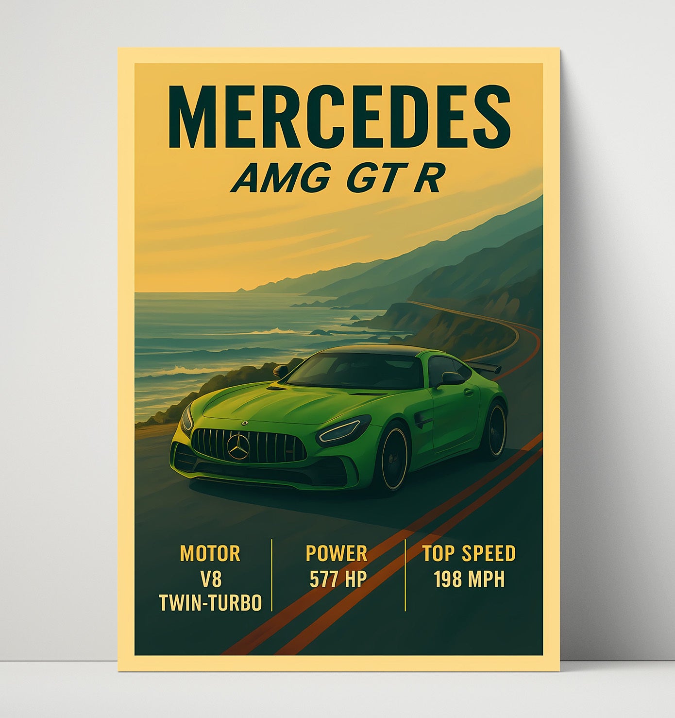 Mercedes AMG GT R Track Focused Beast Vintage 16x20 Unframed Print automotive wall art print – Automotive Wall Art decor