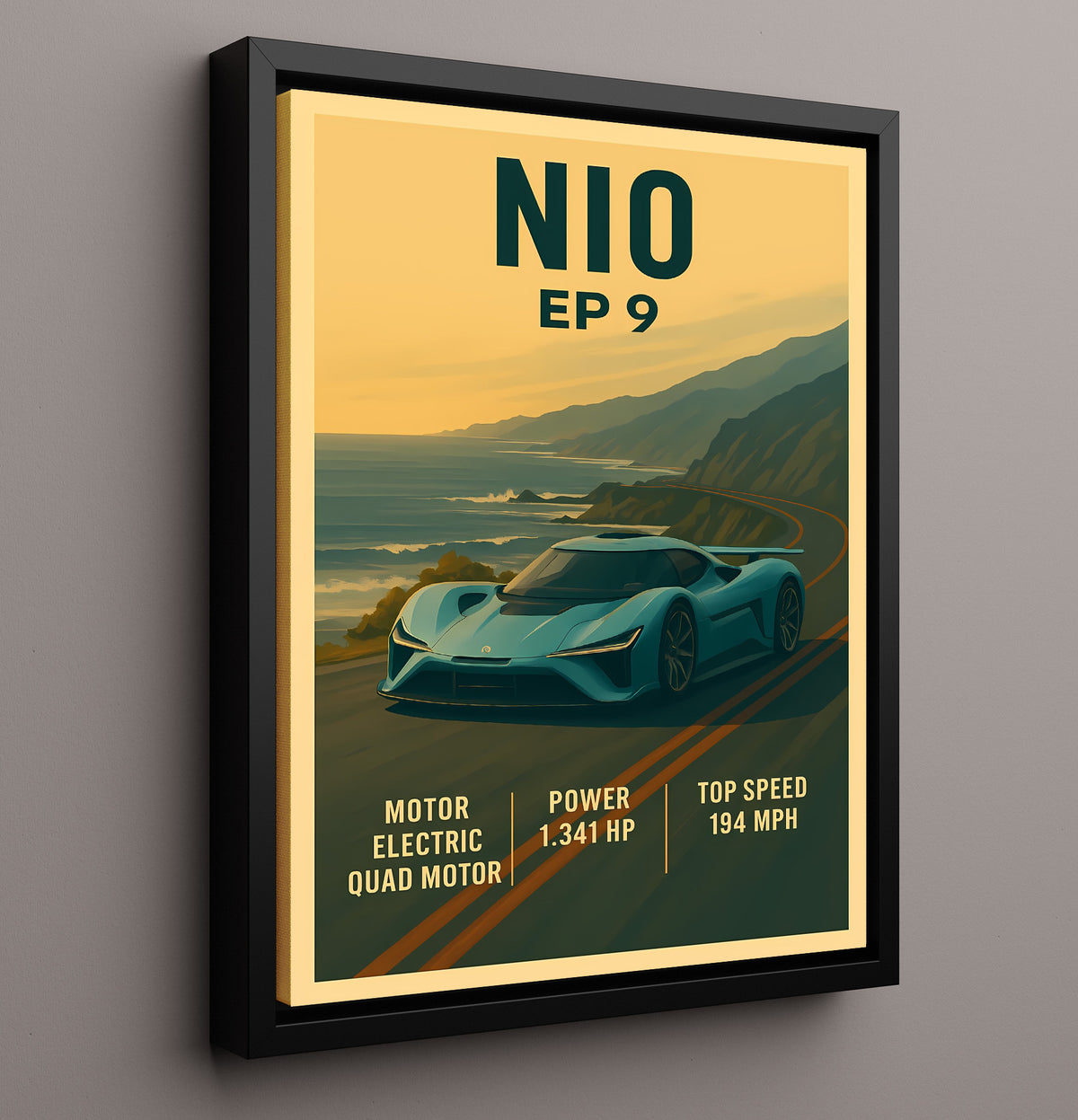 NIO EP9 Electric Track Hypercar 20x24 Canvas vintage automotive wall art