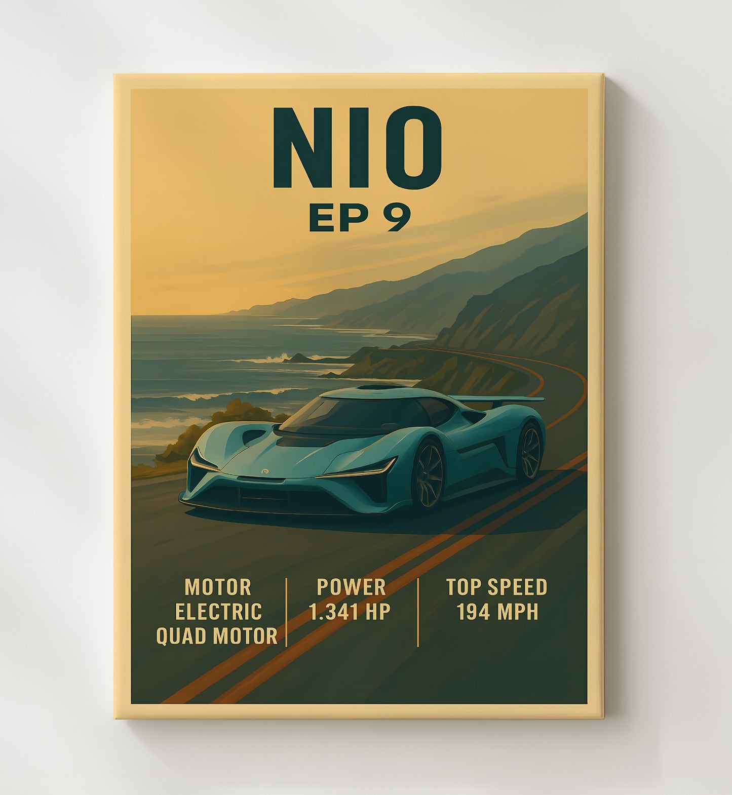 NIO EP9 Electric Track Hypercar 16x20 Gallery Frame vintage automotive wall art