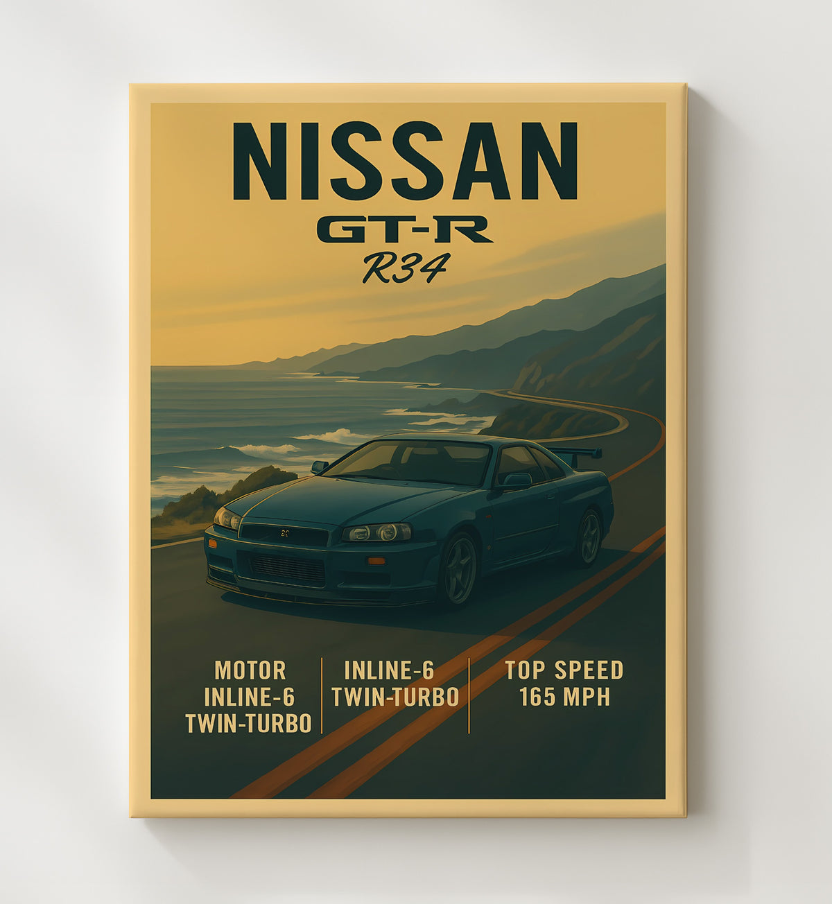 Nissan GT R R34 JDM Legend 16x20 Gallery Frame vintage automotive wall art