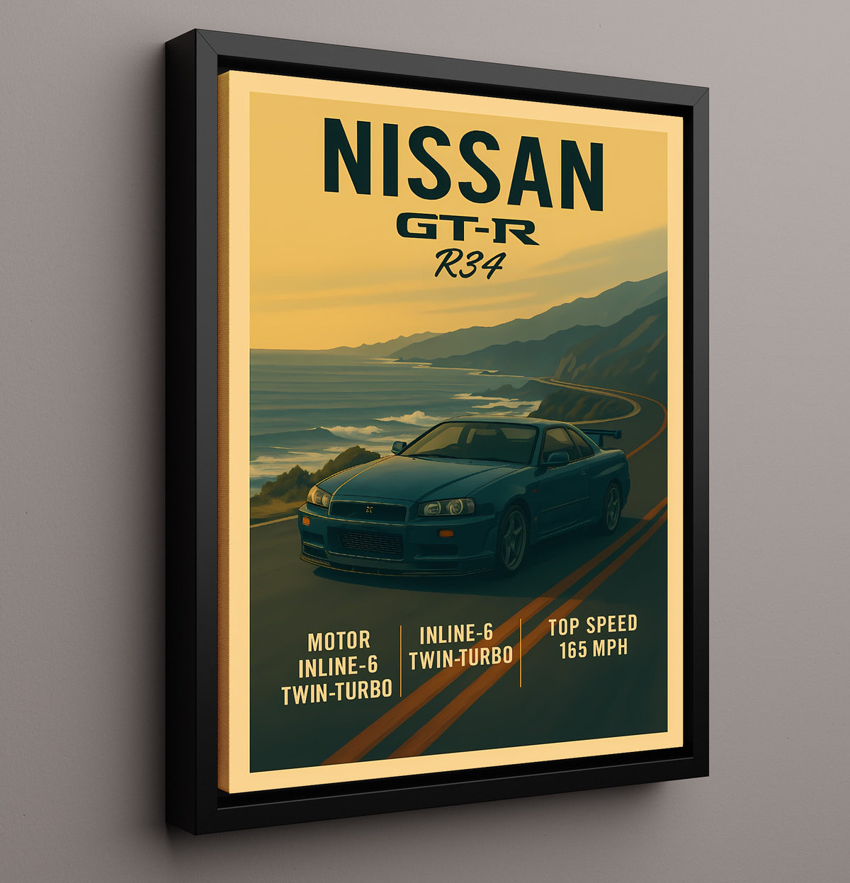 Nissan GT R R34 JDM Legend 20x24 Canvas vintage automotive wall art