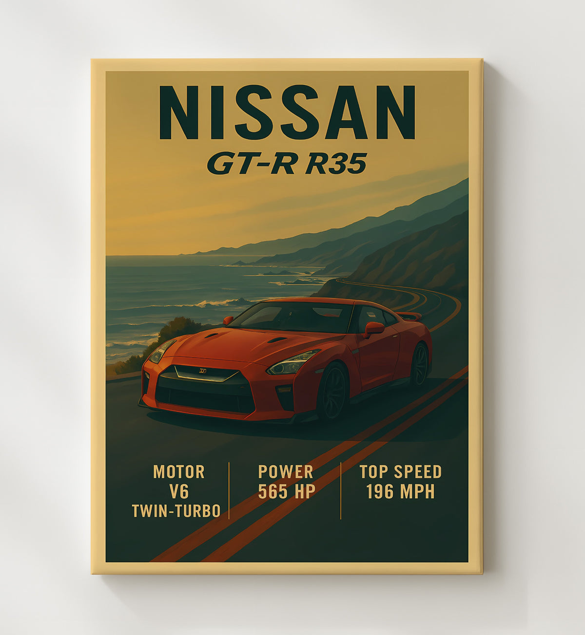 Nissan GT R R35 Twin-Turbo AWD Legend 16x20 Gallery Frame vintage automotive wall art