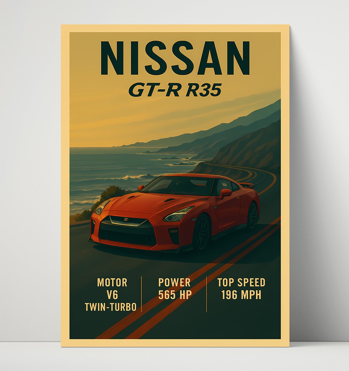 Nissan GT R R35 Twin Turbo AWD Legend Vintage 16x20 Unframed Print automotive wall art print – Automotive Wall Art decor