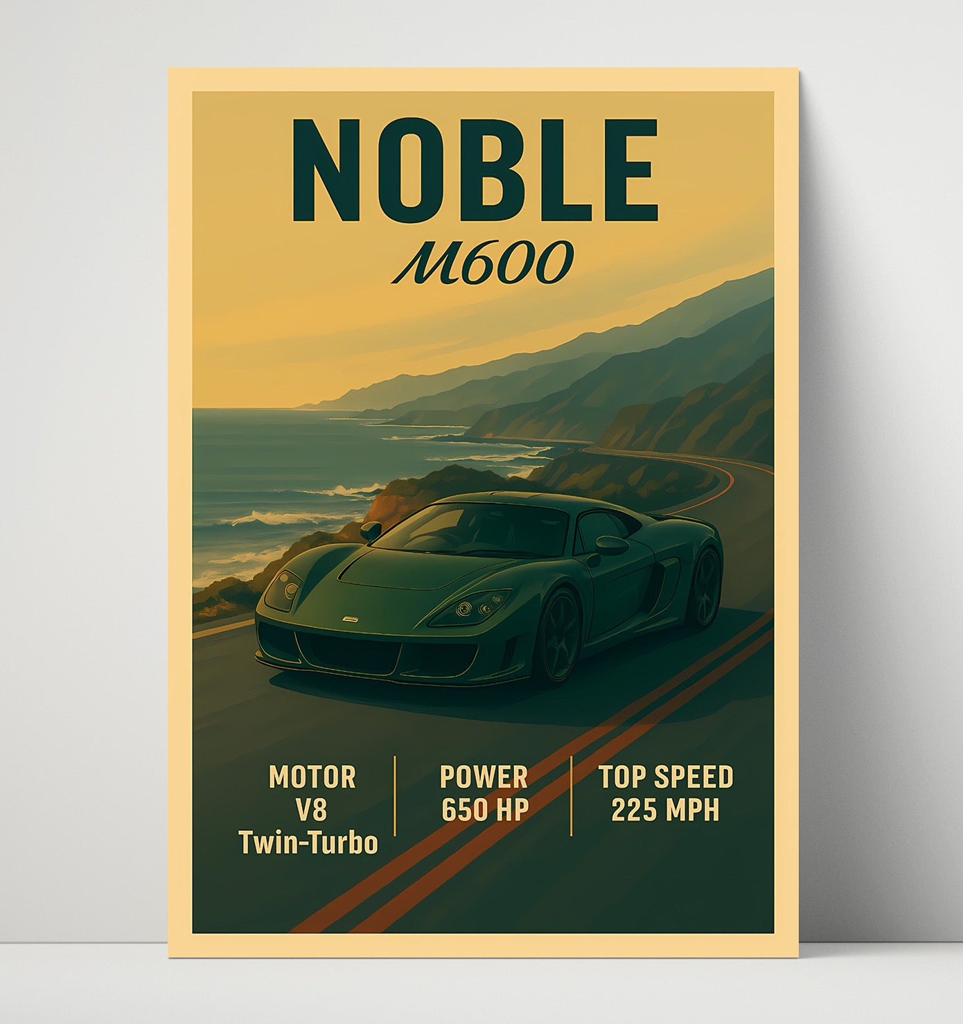 Noble M600 Twin Turbo Analog Beast Vintage 16x20 Unframed Print automotive wall art print – Automotive Wall Art decor