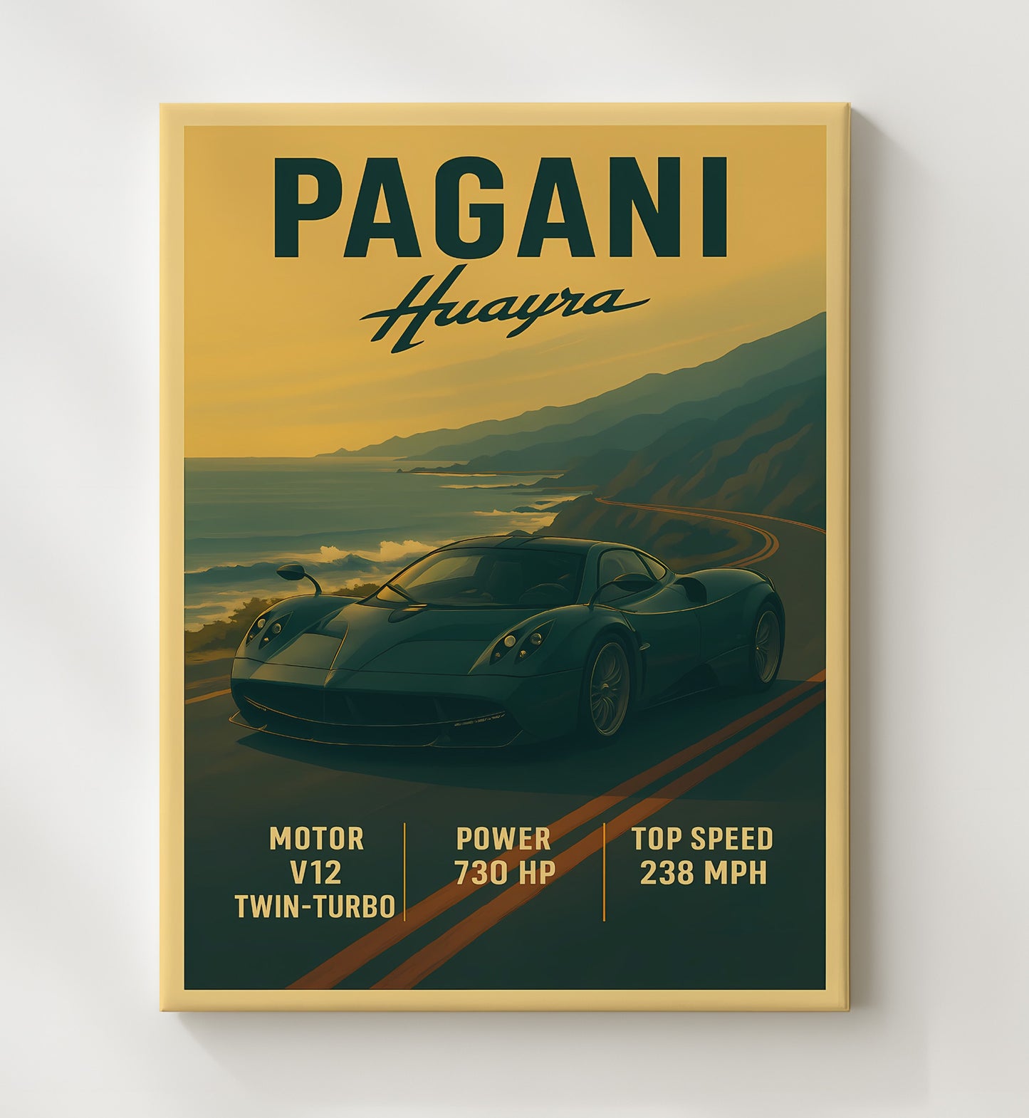 Pagani Huayra Twin-Turbo V12 Hypercar 16x20 Gallery Frame vintage automotive wall art