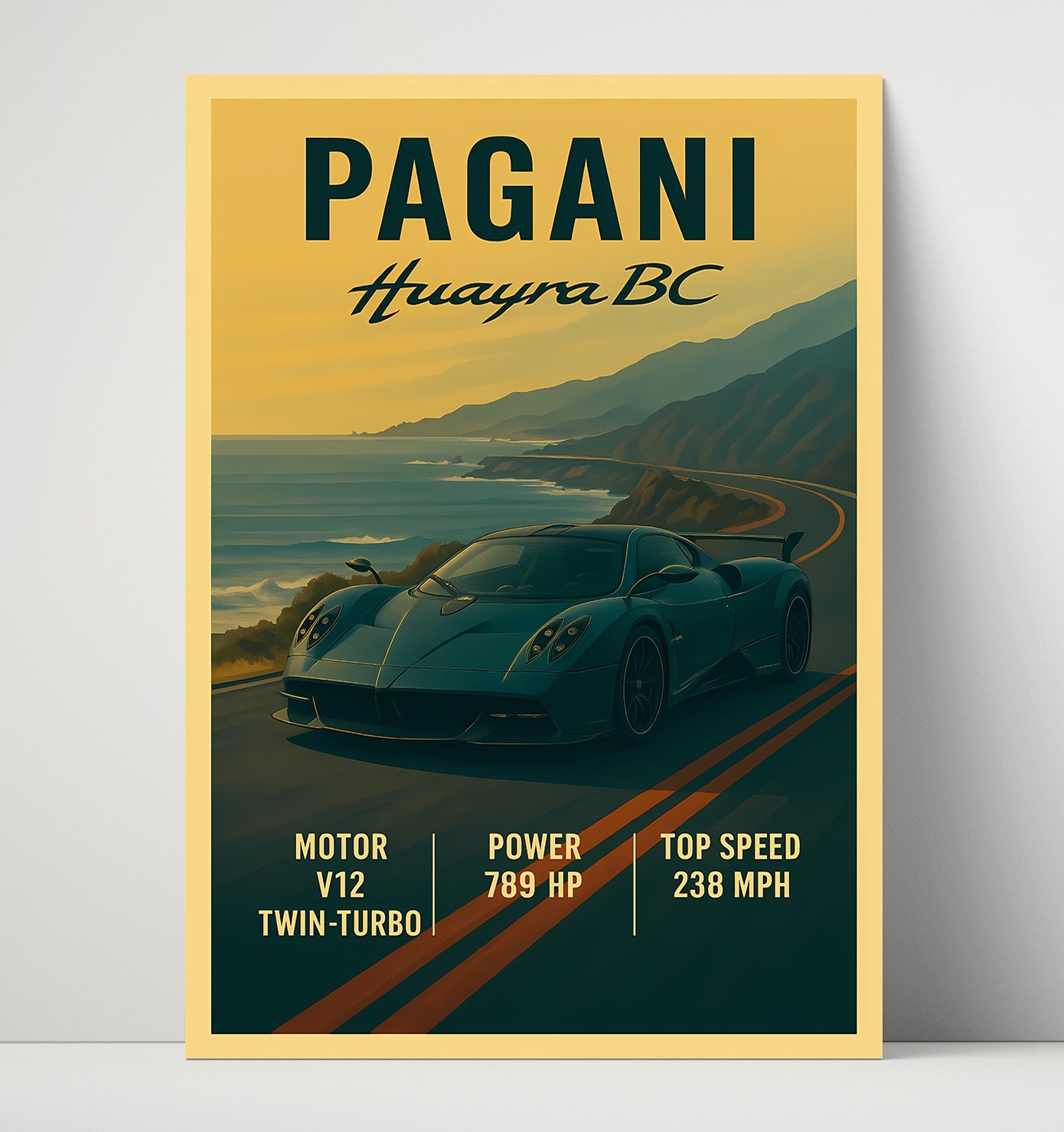 Pagani Huayra BC Twin Turbo V12 Carbon Aero Vintage 16x20 Unframed Print automotive wall art print – Automotive Wall Art decor
