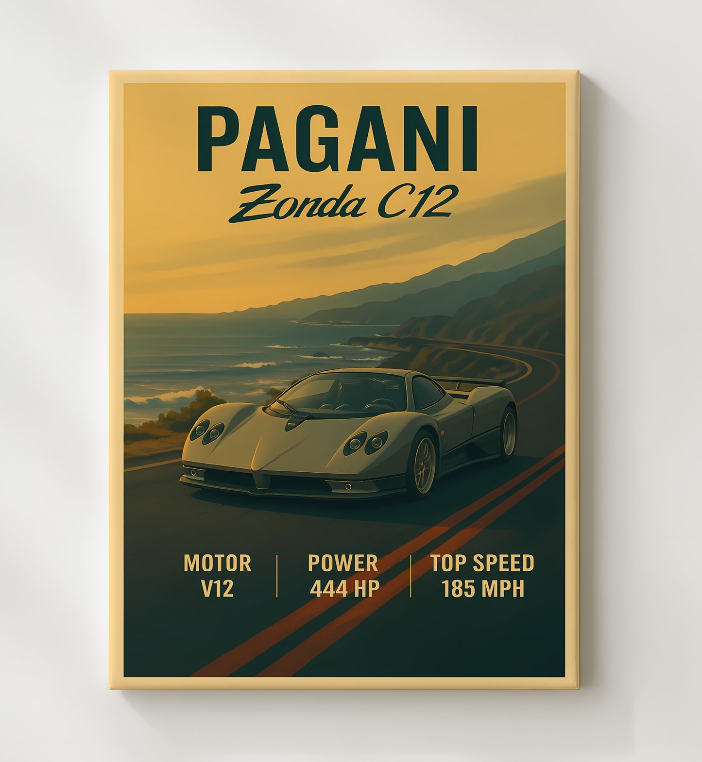 Pagani Zonda C12 Original V12 Supercar 16x20 Gallery Frame vintage automotive wall art