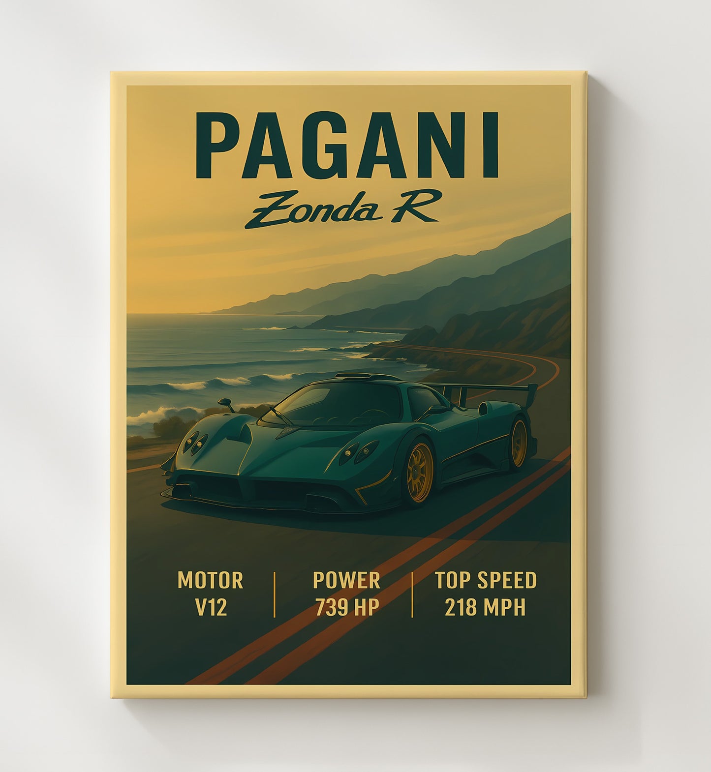 Pagani Zonda R Track-Only V12 Beast 16x20 Gallery Frame vintage automotive wall art