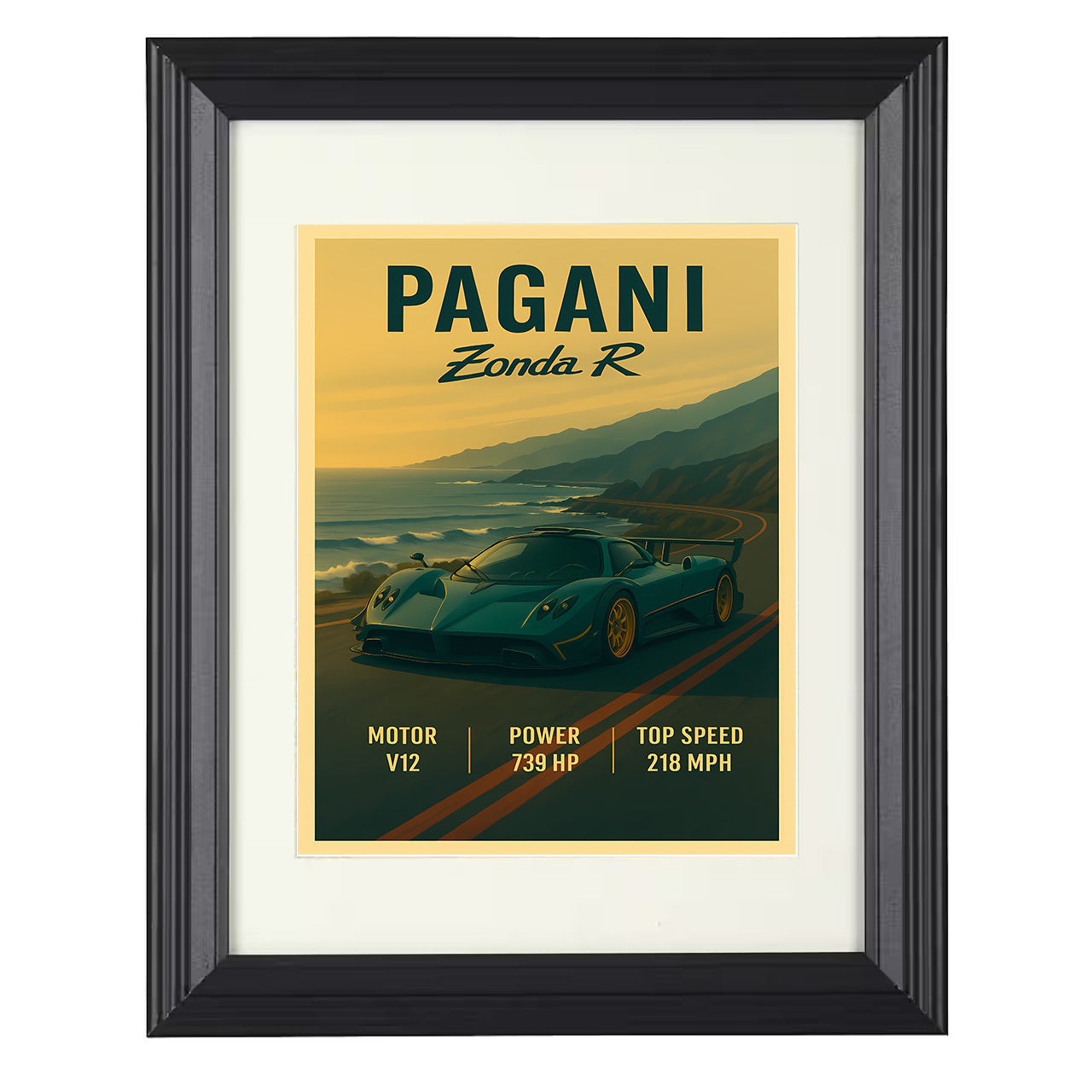Pagani Zonda R - Track Only V12 Beast 8x10 black framed car print
