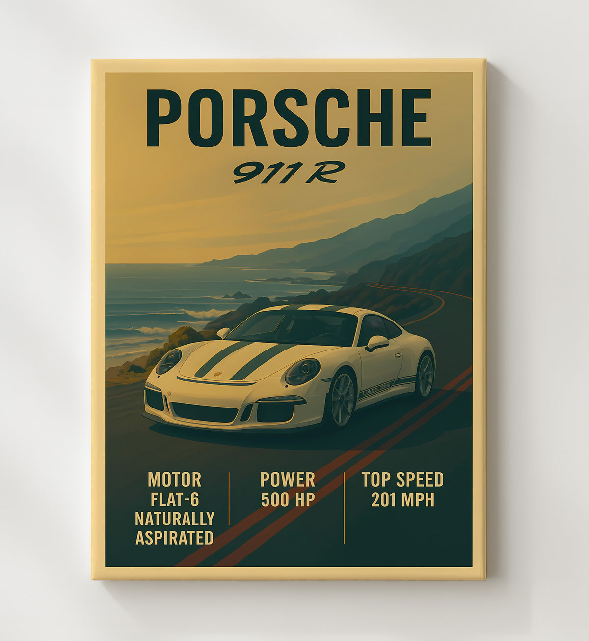 Porsche 911 R Lightweight Purist Edition 16x20 Gallery Frame vintage automotive wall art