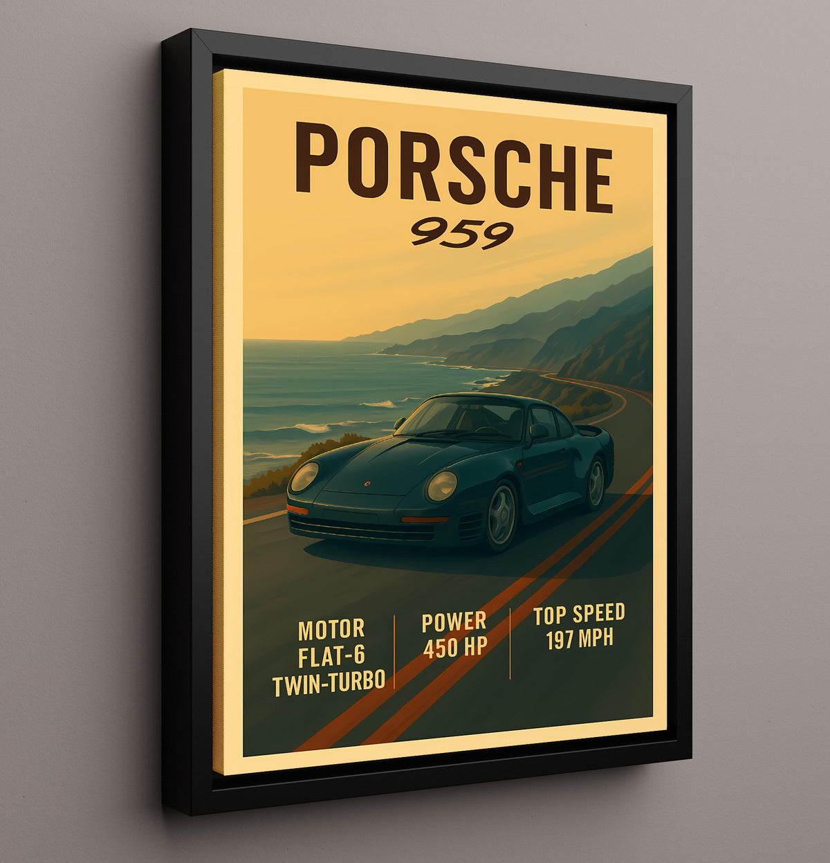 Porsche 959 Twin-Turbo AWD Pioneer 20x24 Canvas vintage automotive wall art