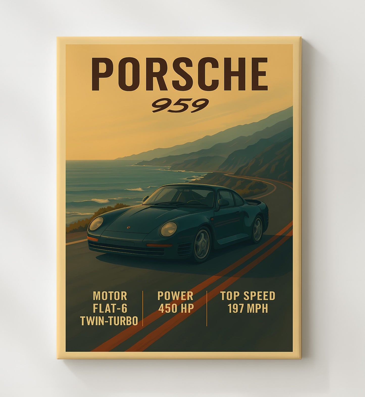 Porsche 959 Twin-Turbo AWD Pioneer 16x20 Gallery Frame vintage automotive wall art
