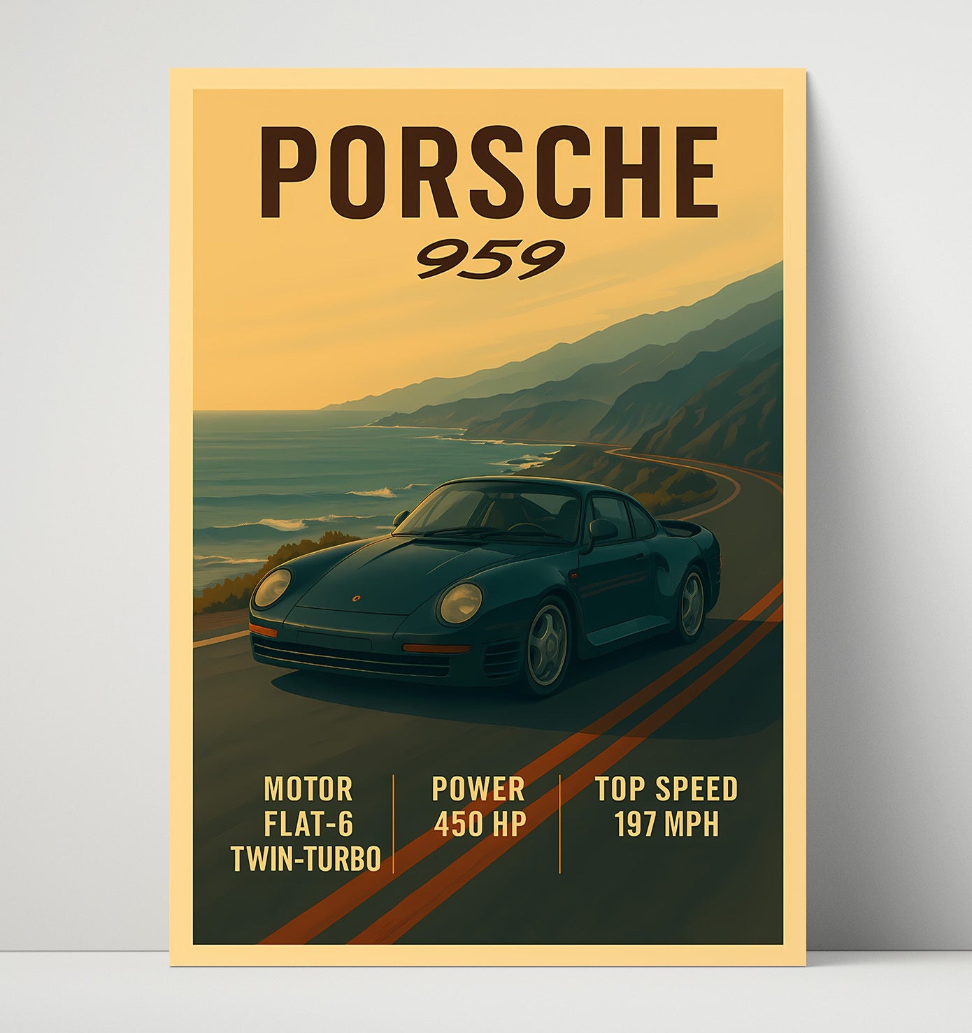 Porsche 959 Twin Turbo AWD Pioneer Vintage 16x20 Unframed Print automotive wall art print – Automotive Wall Art decor
