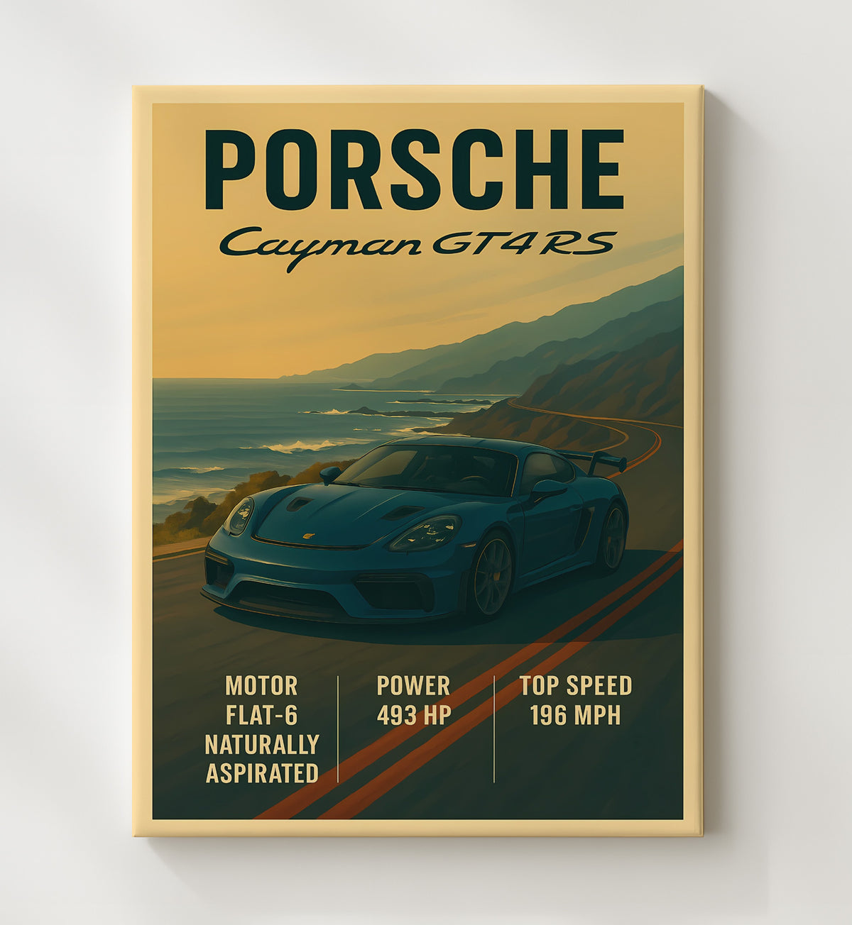 Porsche Cayman GT4 RS Track Focus Flat 6 16x20 Gallery Frame vintage automotive wall art