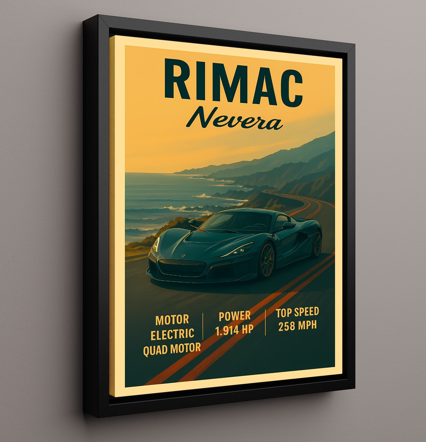 Rimac Nevera Electric Hypercar 20x24 Canvas vintage automotive wall art