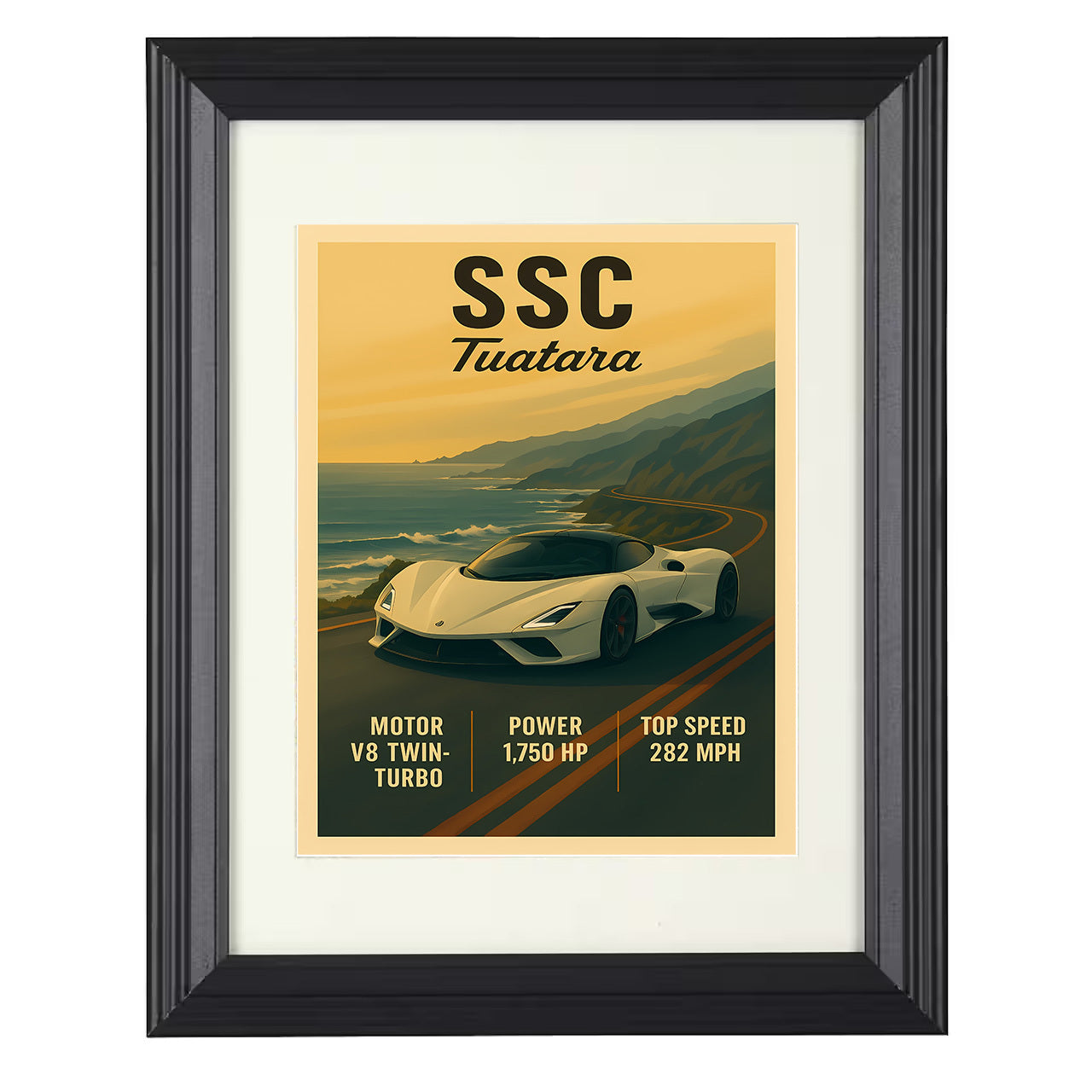 SSC Tuatara - Record Breaking Hypercar 8x10 black framed car print