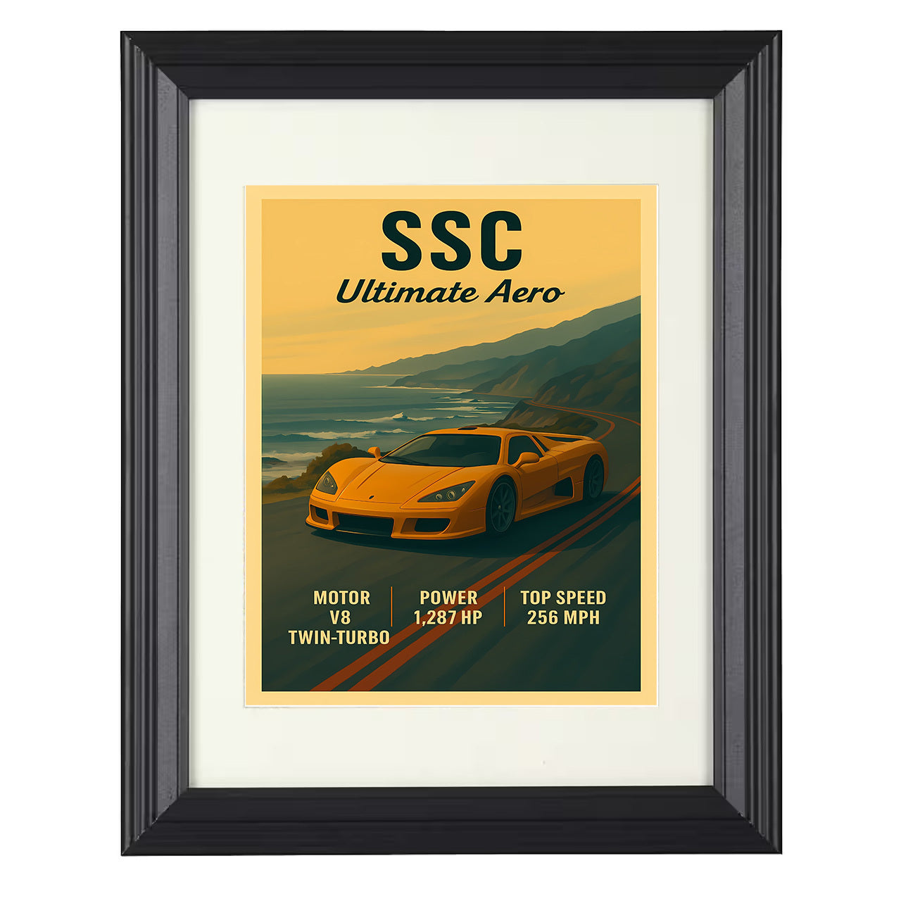 SSC Ultimate Aero - American Hypercar Legend 8x10 black framed car print