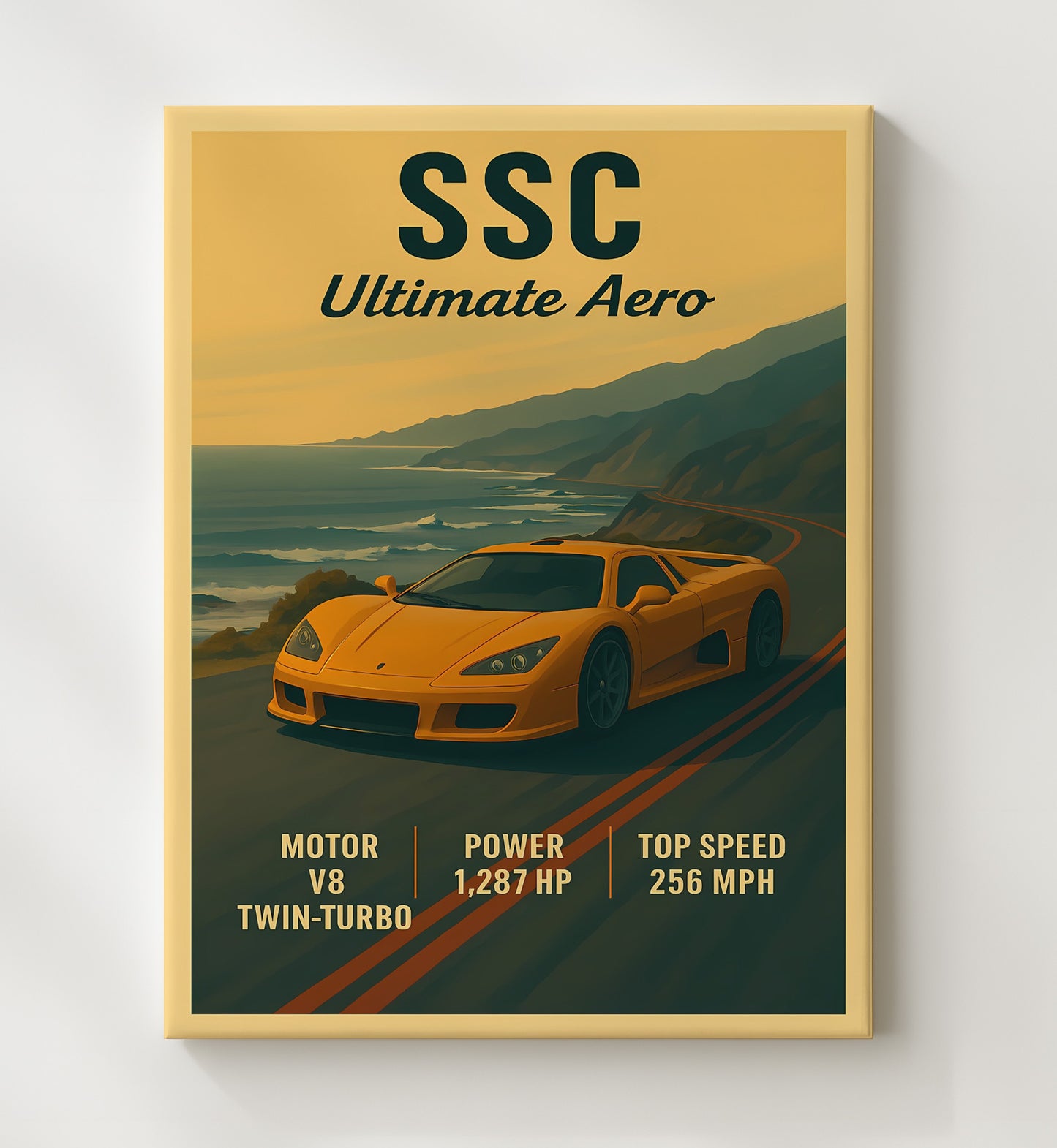 SSC Ultimate Aero American Hypercar Legend 16x20 Gallery Frame vintage automotive wall art