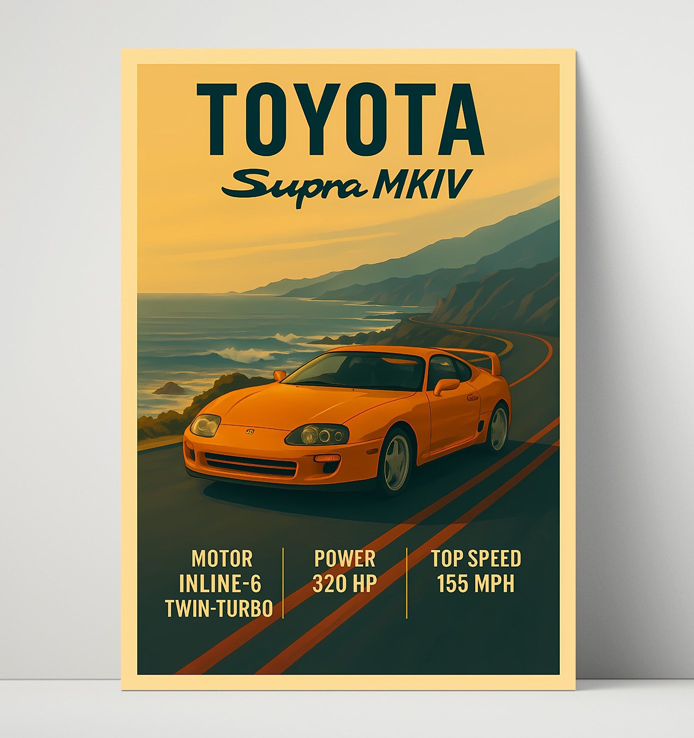 Toyota Supra MKIV Twin Turbo Legend Vintage 16x20 Unframed Print automotive wall art print – Automotive Wall Art decor