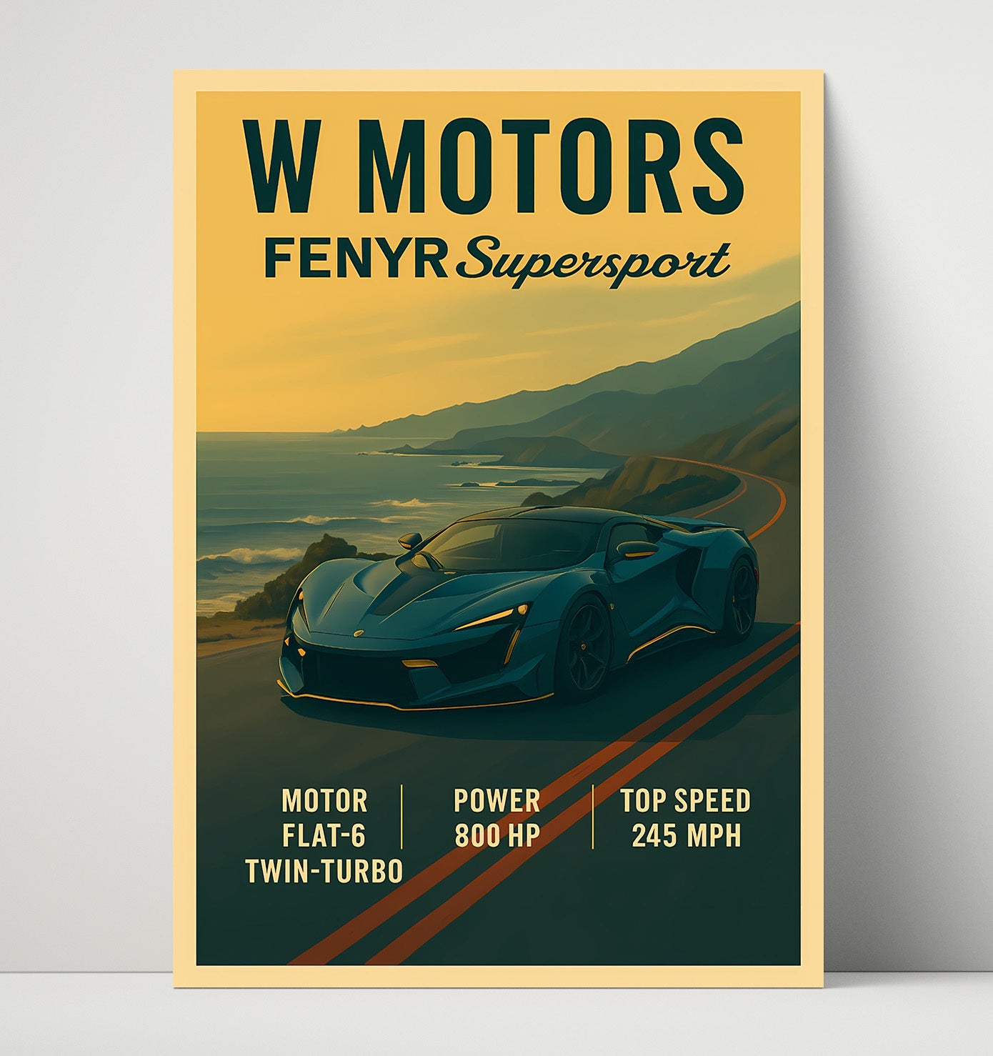 W Motors Fenyr Supersport Exotic Twin Turbo Hypercar Vintage 16x20 Unframed Print automotive wall art print – Automotive Wall Art decor