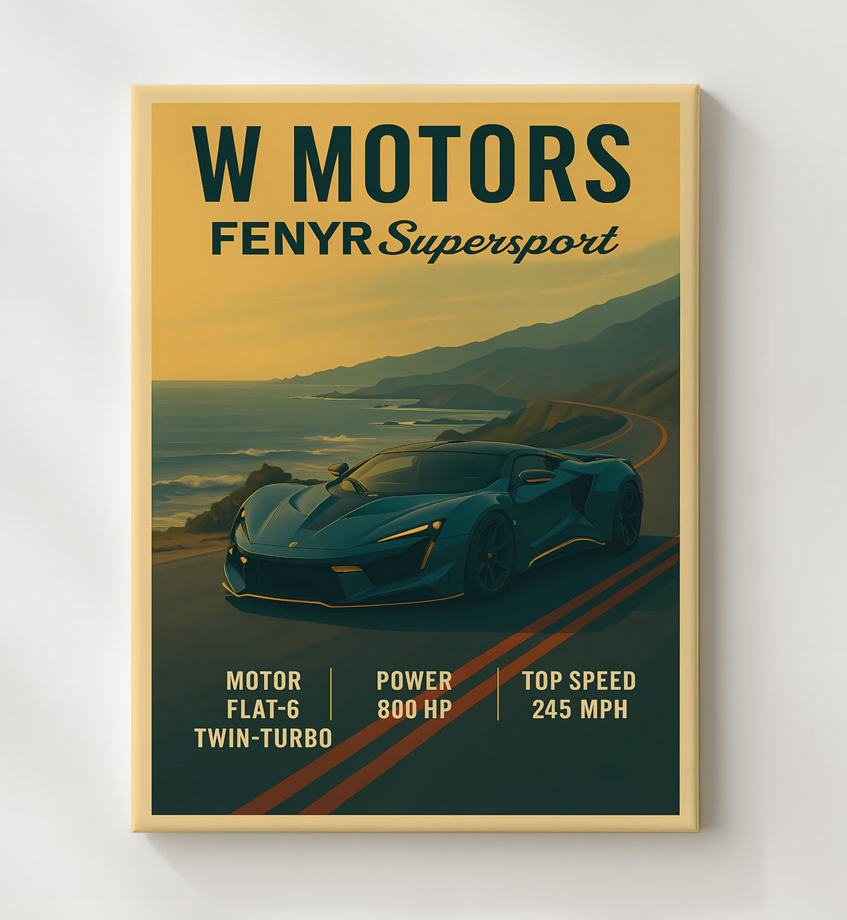 W Motors Fenyr Supersport Exotic Twin-Turbo Hypercar 16x20 Gallery Frame vintage automotive wall art