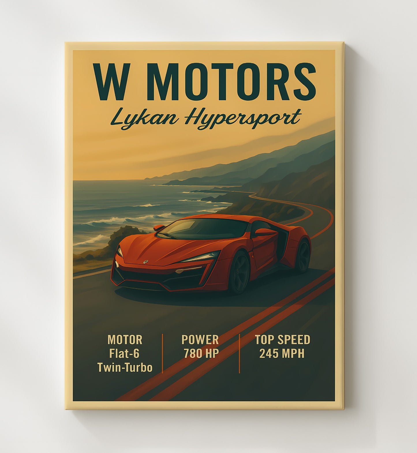 W Motors Lykan Hypersport Exotic Hypercar 16x20 Gallery Frame vintage automotive wall art