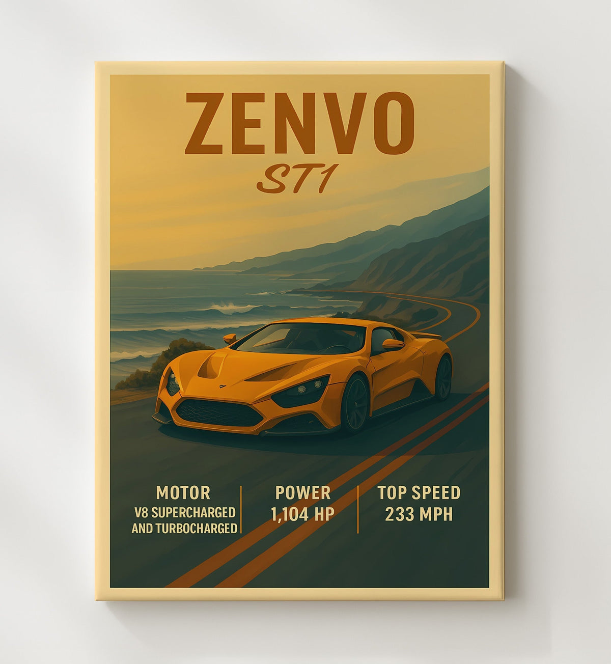 Zenvo ST1 - Twin Charged Hypercar - Sports Car Wall Art - Car Poster Framed Print