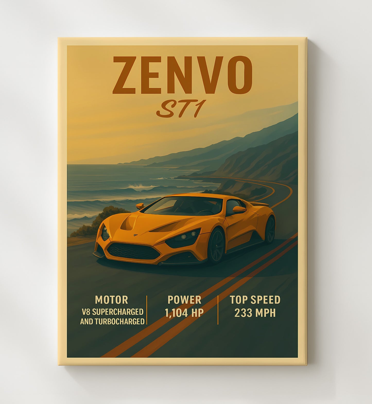 Zenvo ST1 Twin Charged Hypercar 16x20 Gallery Frame vintage automotive wall art